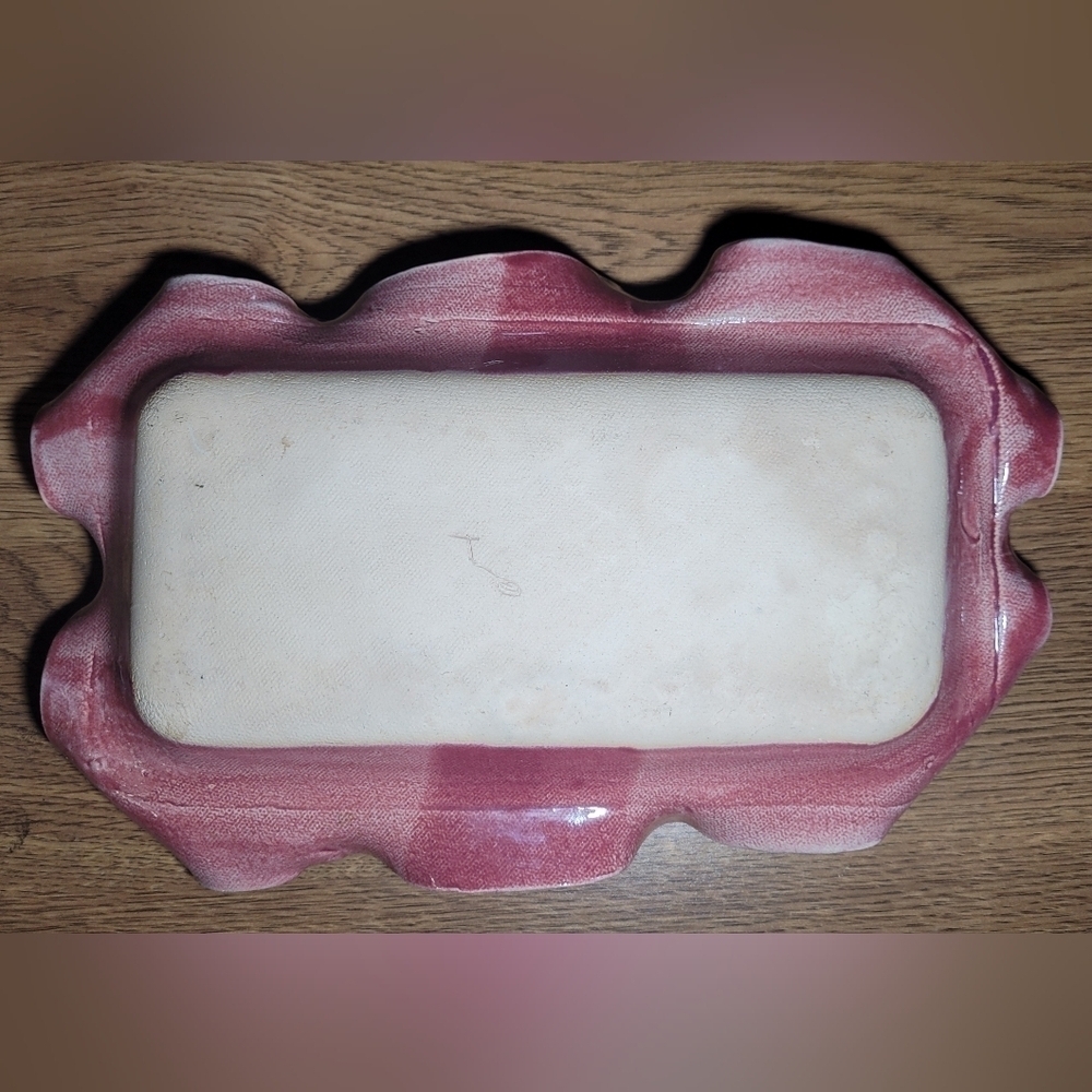 Handmade Pottery Wavy Ruffle Edge Tray In Shades Of Pink ~Serving, Vanity, Plant - Picture 4 of 5